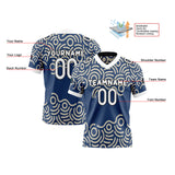 Custom Blue White Reversible Football Jersey Personalized Gradient Football Shirts for Men Printed Team Name Number Logo