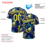 Custom Full Print Design Authentic Baseball Jersey yellow-blue