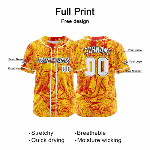 Custom Baseball Uniforms High-Quality for Adult Kids Optimized for Performance Witch-Yellow&Red enthsush