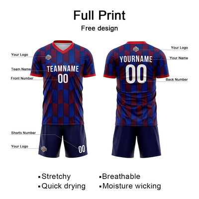 Custom Soccer Jerseys for Men Women Personalized Soccer Uniforms for Adult and Kid Navy-Red enthsush