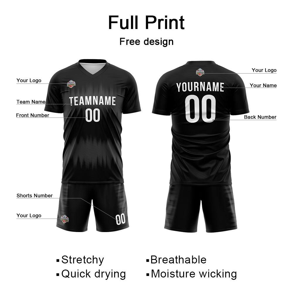 Custom Soccer Jerseys for Men Women Personalized Soccer Uniforms for Adult and Kid Black-Gray enthsush