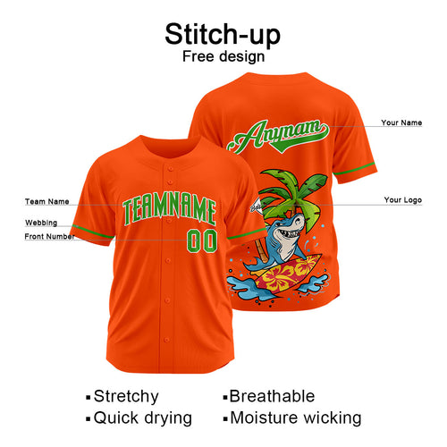Custom Baseball Uniforms High-Quality for Adult Kids Optimized for Performance Surfing Shark-Orange enthsush