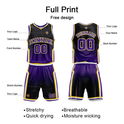 Custom Basketball Jersey Uniform Suit Printed Your Logo Name Number Black-Purple enthsush