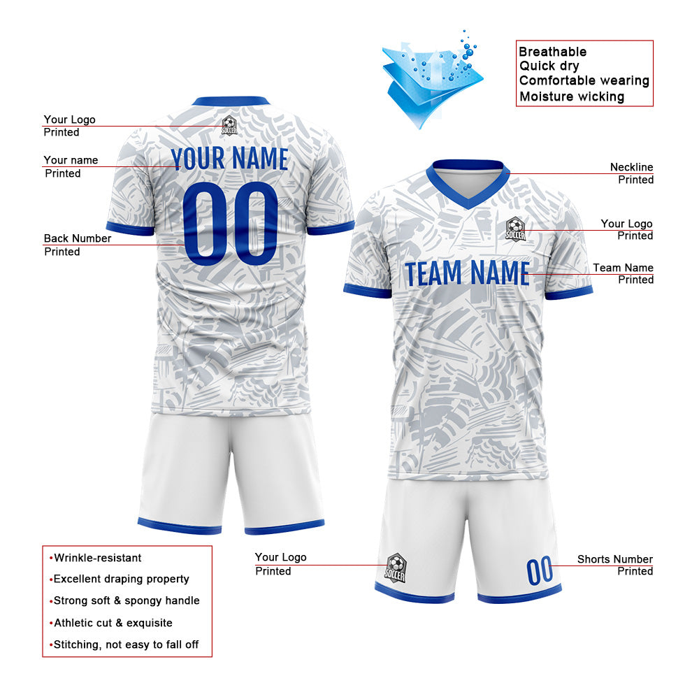 Custom Soccer Jerseys for Men Women Personalized Soccer Uniforms for Adult and Kid Gray&White enthsush