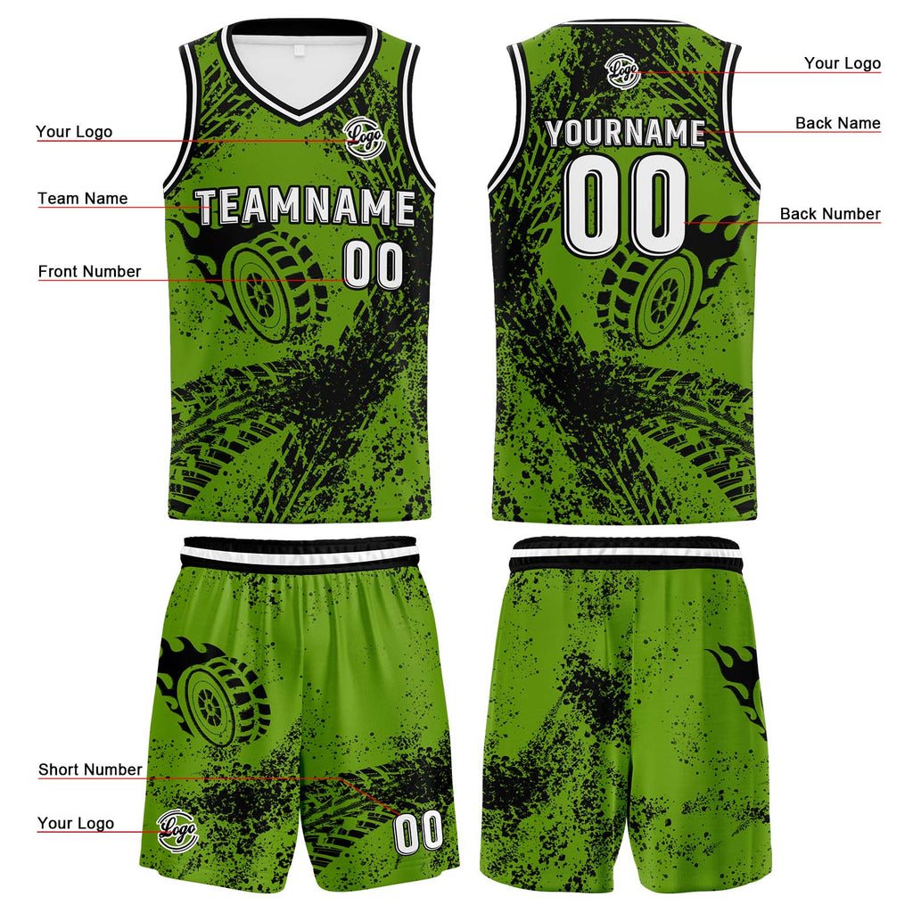 Custom Green Black Basketball Jersey Uniform Suit Printed Your Logo Name Number enthsush