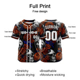 Custom Baseball Jersey Personalized Baseball Shirt for Men Women Kids Youth Teams Stitched and Print Rose Skull&Orange