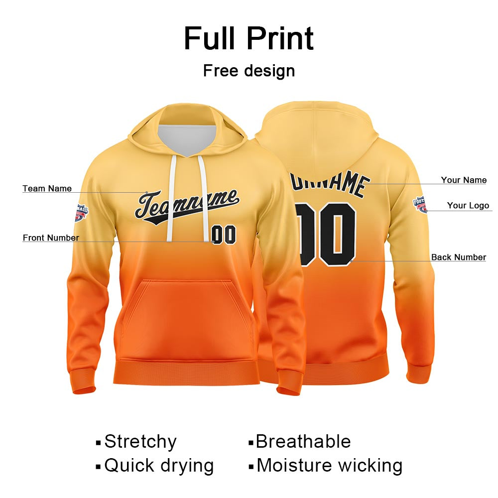 Custom Gradient Hoodie For Man Woman Girl Boy Print Your Logo Name Number Orange enthsush