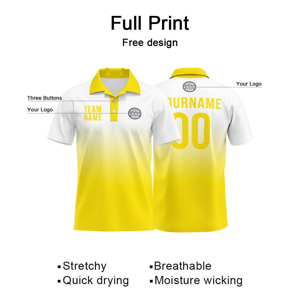 Custom Yellow Football Polo Shirts Add Your Unique Logo/Name/Number enthsush