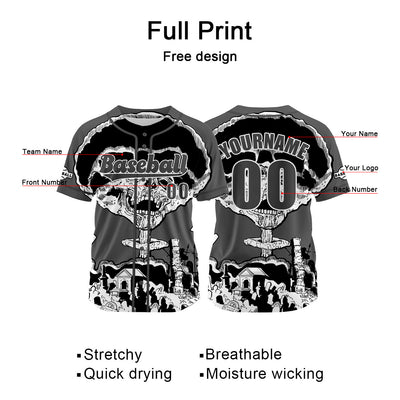 Custom Grey Baseball Jersey Personalized Baseball Shirt for Men Women Kids Youth enthsush
