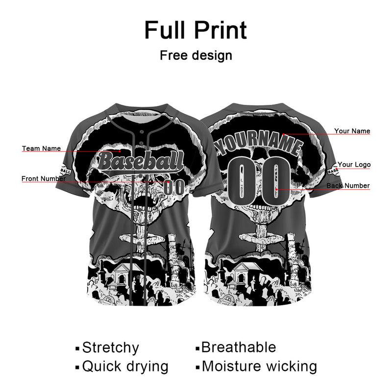 Custom Grey Baseball Jersey Personalized Baseball Shirt for Men Women Kids Youth