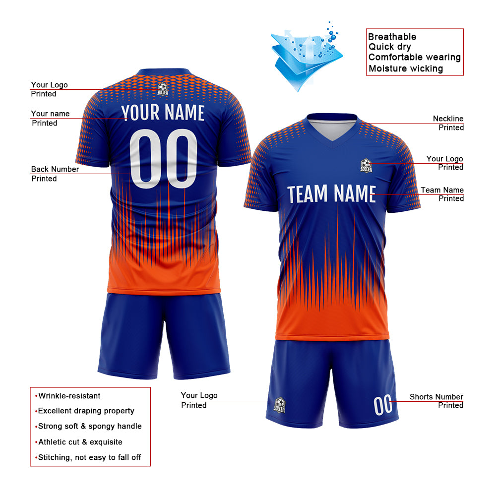 Custom Soccer Jerseys for Men Women Personalized Soccer Uniforms for Adult and Kid Royal&Orange enthsush
