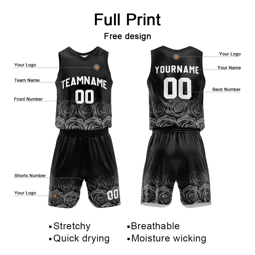 Custom Rose Grey Reversible Basketball Suit for Adults and Kids Personalized Jersey enthsush
