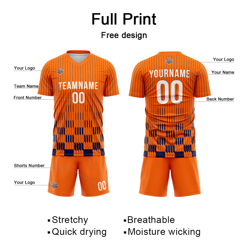 Custom Soccer Jerseys for Men Women Personalized Soccer Uniforms for Adult and Kid Orange-Navy enthsush