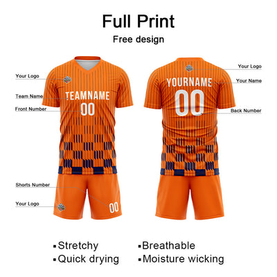 Custom Soccer Jerseys for Men Women Personalized Soccer Uniforms for Adult and Kid Orange-Navy enthsush