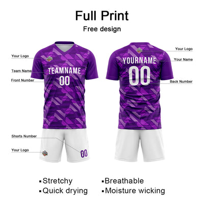 Custom Soccer Jerseys for Men Women Personalized Soccer Uniforms for Adult and Kid Purple-White enthsush