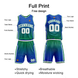 Custom Gradient Green Reversible Basketball Suit for Adults and Kids Personalized Jersey