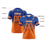 Custom Royal Orange Reversible Gradient Football Jersey Personalized Football Shirts for Men Women  Printed Team Name Number Logo