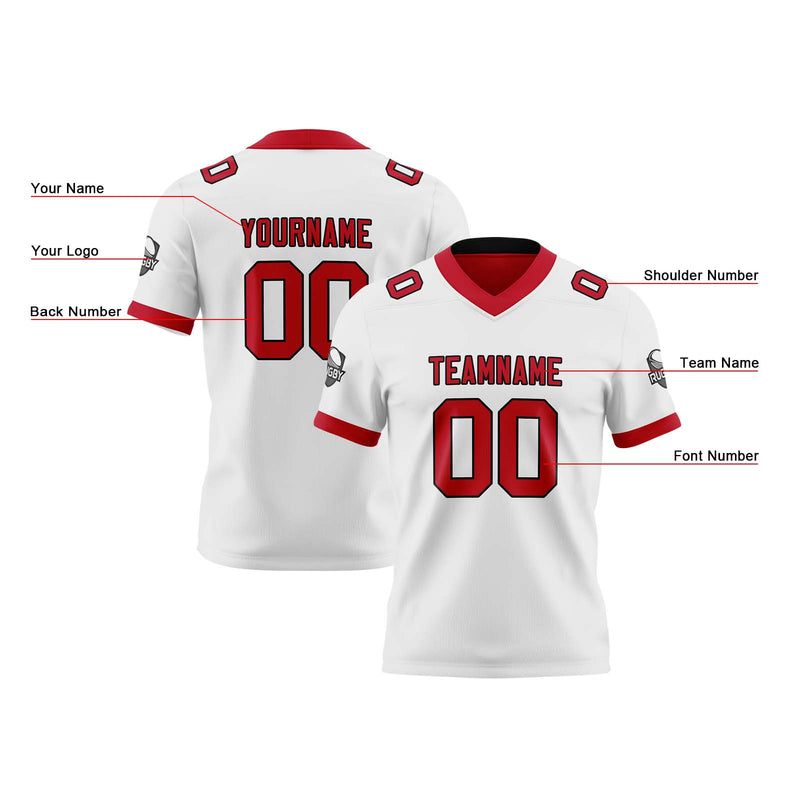Custom White Red Reversible Gradient Football Jersey Personalized Football Shirts for Men Women  Printed Team Name Number Logo