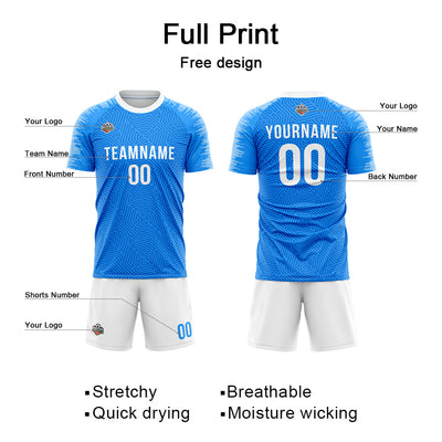 Custom Soccer Jerseys for Men Women Personalized Soccer Uniforms for Adult and Kid Blue-White enthsush