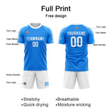 Custom Soccer Jerseys for Men Women Personalized Soccer Uniforms for Adult and Kid Blue-White