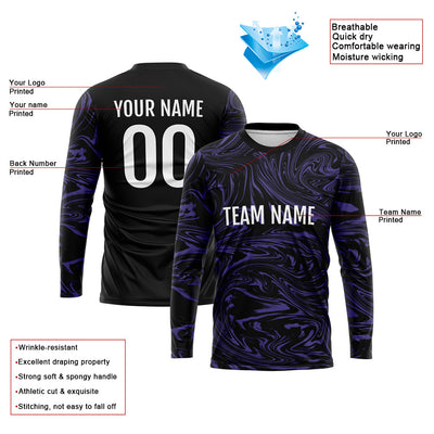 Custom Basketball Soccer Football Shooting Long T-Shirt for Adults and Kids Purple-Black enthsush