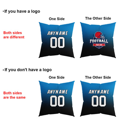 Custom Football Throw Pillow for Men Women Boy Gift Printed Your Personalized Name Number Blue&Gray&Black enthsush