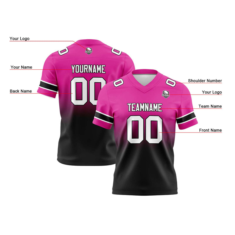 Custom Rose Black Reversible Gradient Football Jersey Personalized Football Shirts for Men Women  Printed Team Name Number Logo