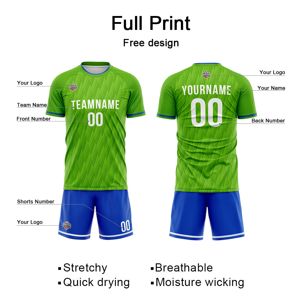 Custom Soccer Jerseys for Men Women Personalized Soccer Uniforms for Adult and Kid Green-Blue enthsush