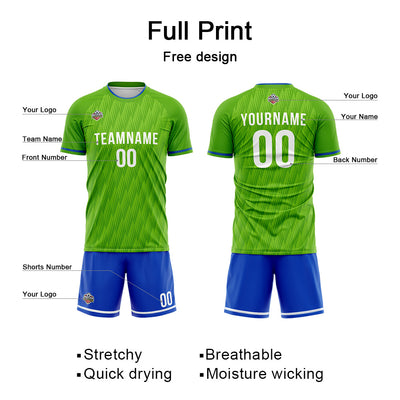 Custom Soccer Jerseys for Men Women Personalized Soccer Uniforms for Adult and Kid Green-Blue enthsush
