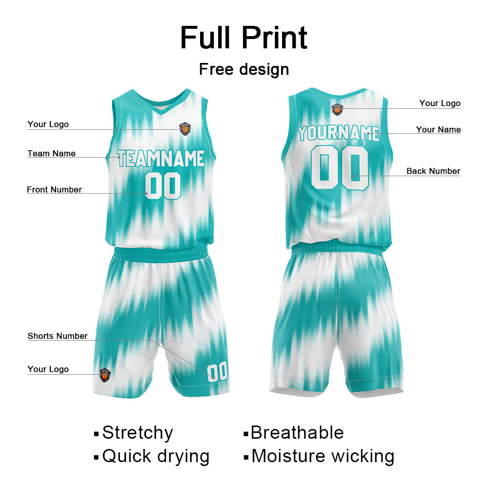 Custom Teal Reversible Basketball Suit for Adults and Kids Personalized Jersey enthsush
