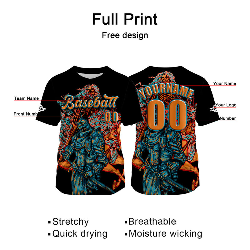 Custom Black Jersey Personalized Baseball Shirt for Men Women Kids Youth