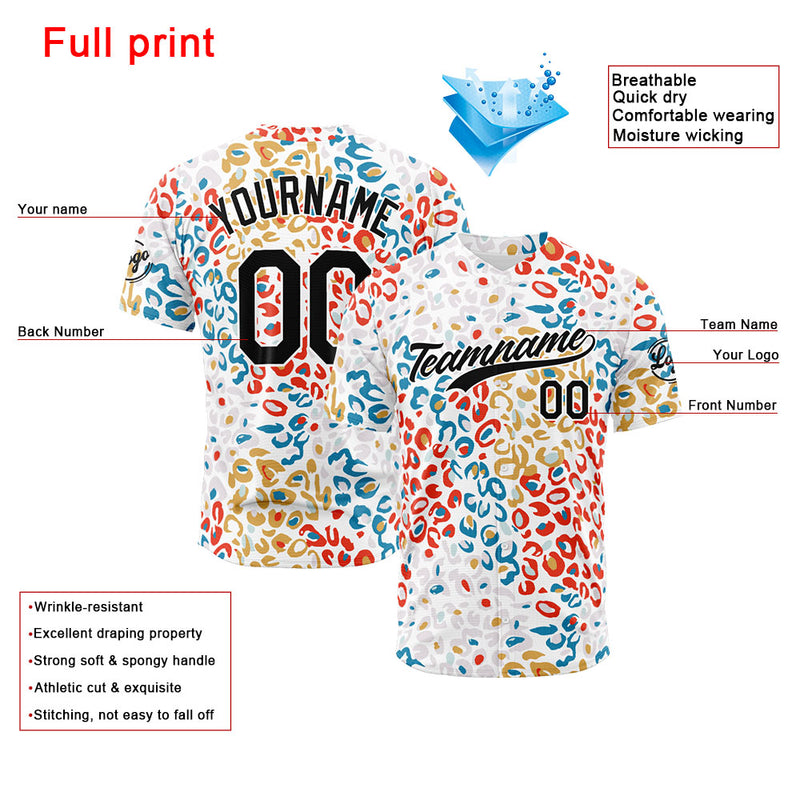 Custom Full Print Design Authentic Baseball Jersey Leopard print