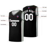 Custom basketball jersey shorts for men and women. Embroidered and printed name, number and logo Black&Grey