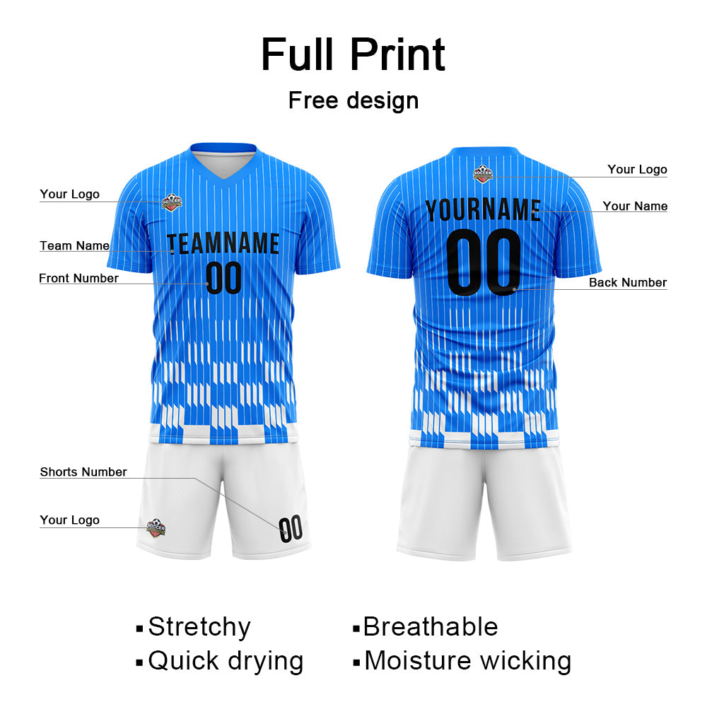 Custom Soccer Jerseys for Men Women Personalized Soccer Uniforms for Adult and Kid Blue-White enthsush