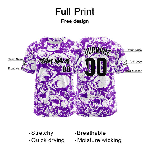 Custom Baseball Jersey Personalized Baseball Shirt for Men Women Kids Youth Teams Stitched and Print Purple&White enthsush