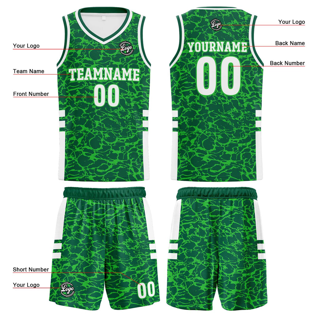 Custom Green Reversible Basketball Suit for Adults and Kids Personalized Jersey enthsush