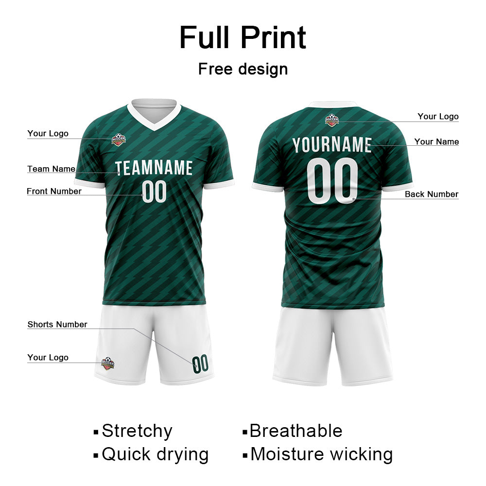 Custom Soccer Jerseys for Men Women Personalized Soccer Uniforms for Adult and Kid Dark Green-White enthsush