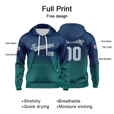 Custom Gradient Hoodie For Man Woman Girl Boy Print Your Logo Name Number Navy Green enthsush