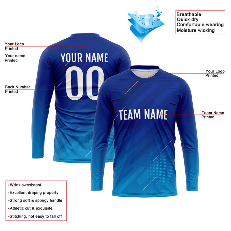Custom Basketball Soccer Football Shooting Long T-Shirt for Adults and Kids Royal