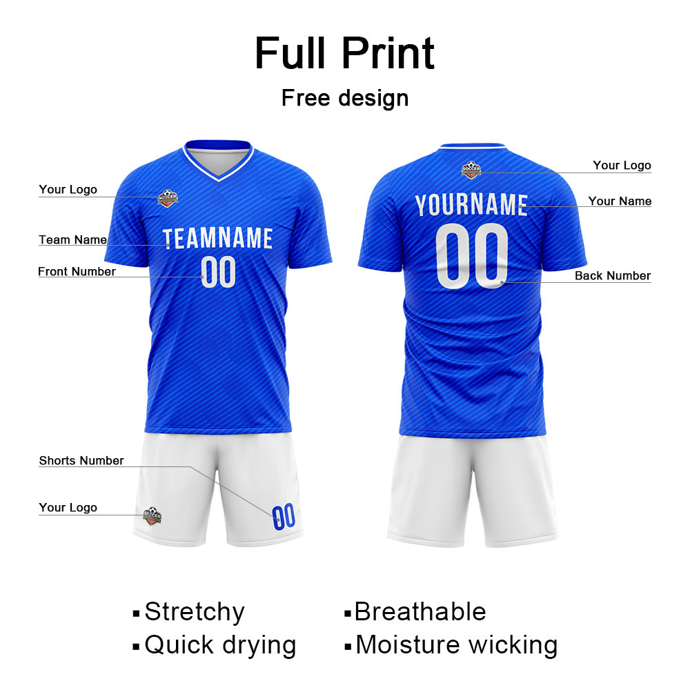Custom Soccer Jerseys for Men Women Personalized Soccer Uniforms for Adult and Kid Blue-White enthsush