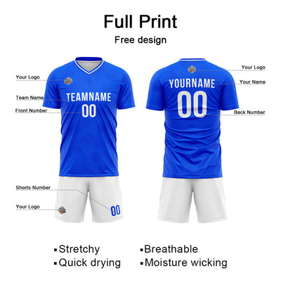 Custom Soccer Jerseys for Men Women Personalized Soccer Uniforms for Adult and Kid Blue-White enthsush