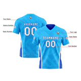 Custom Blue Football Jersey Personalized Gradient Football Shirts for Men Printed Team Name Number Logo