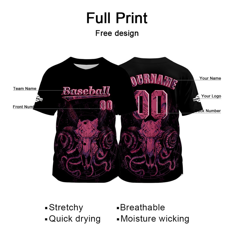 Custom Black Baseball Jersey Personalized Baseball Shirt for Men Women Kids Youth