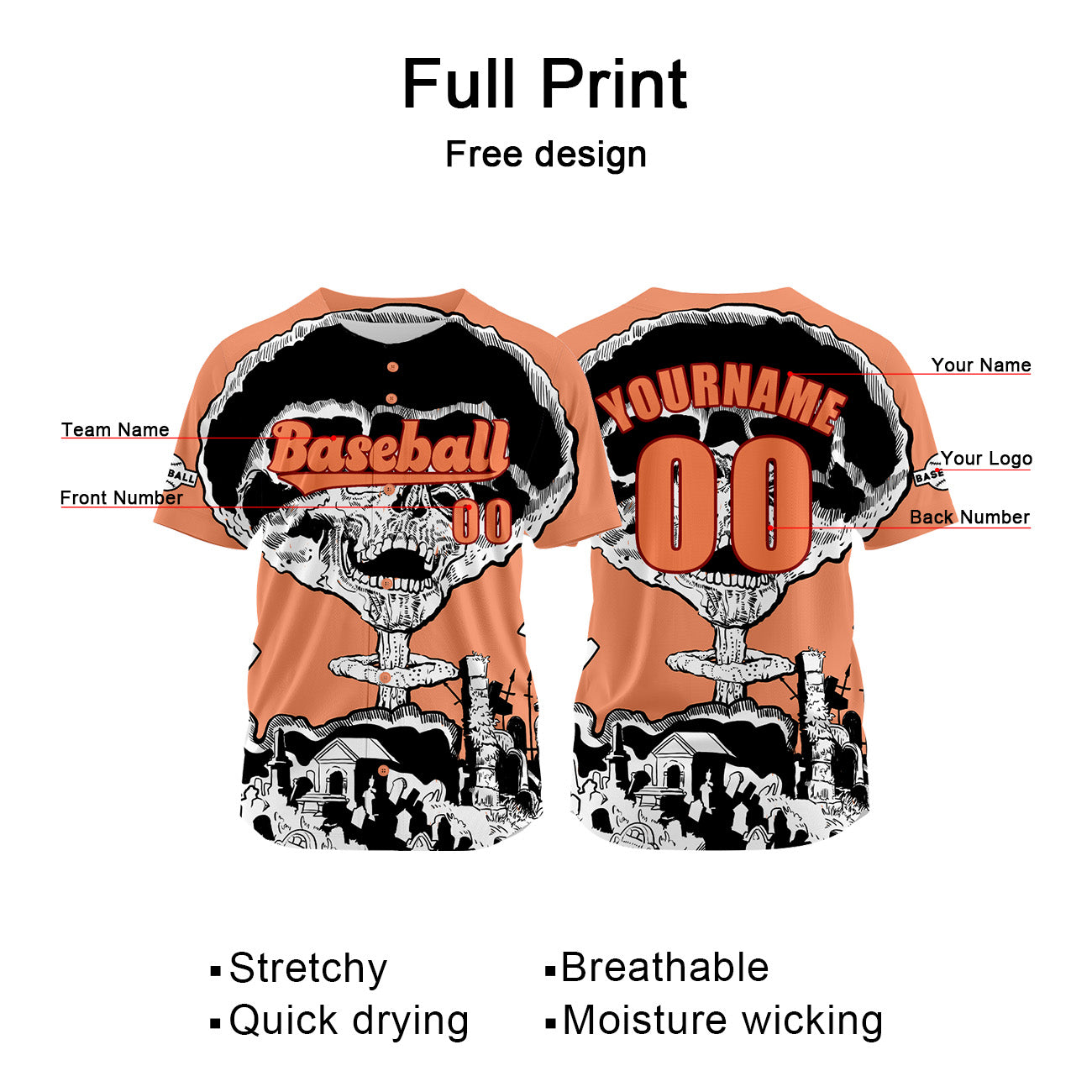 Custom Flesh Color Baseball Jersey Personalized Baseball Shirt for Men Women Kids Youth enthsush
