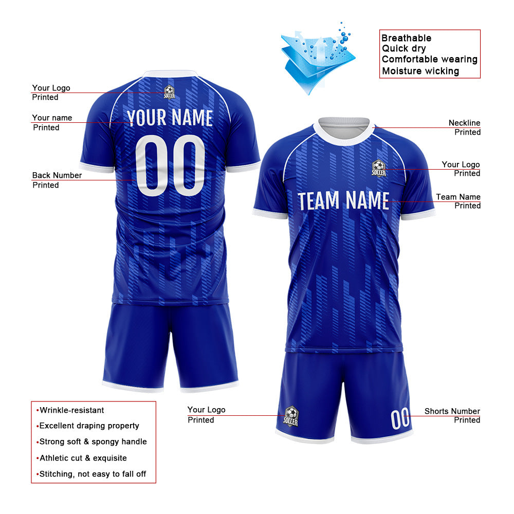 Custom Soccer Jerseys for Men Women Personalized Soccer Uniforms for Adult and Kid Royal&White enthsush