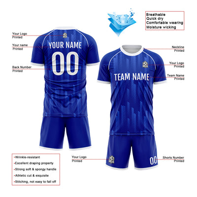 Custom Soccer Jerseys for Men Women Personalized Soccer Uniforms for Adult and Kid Royal&White enthsush