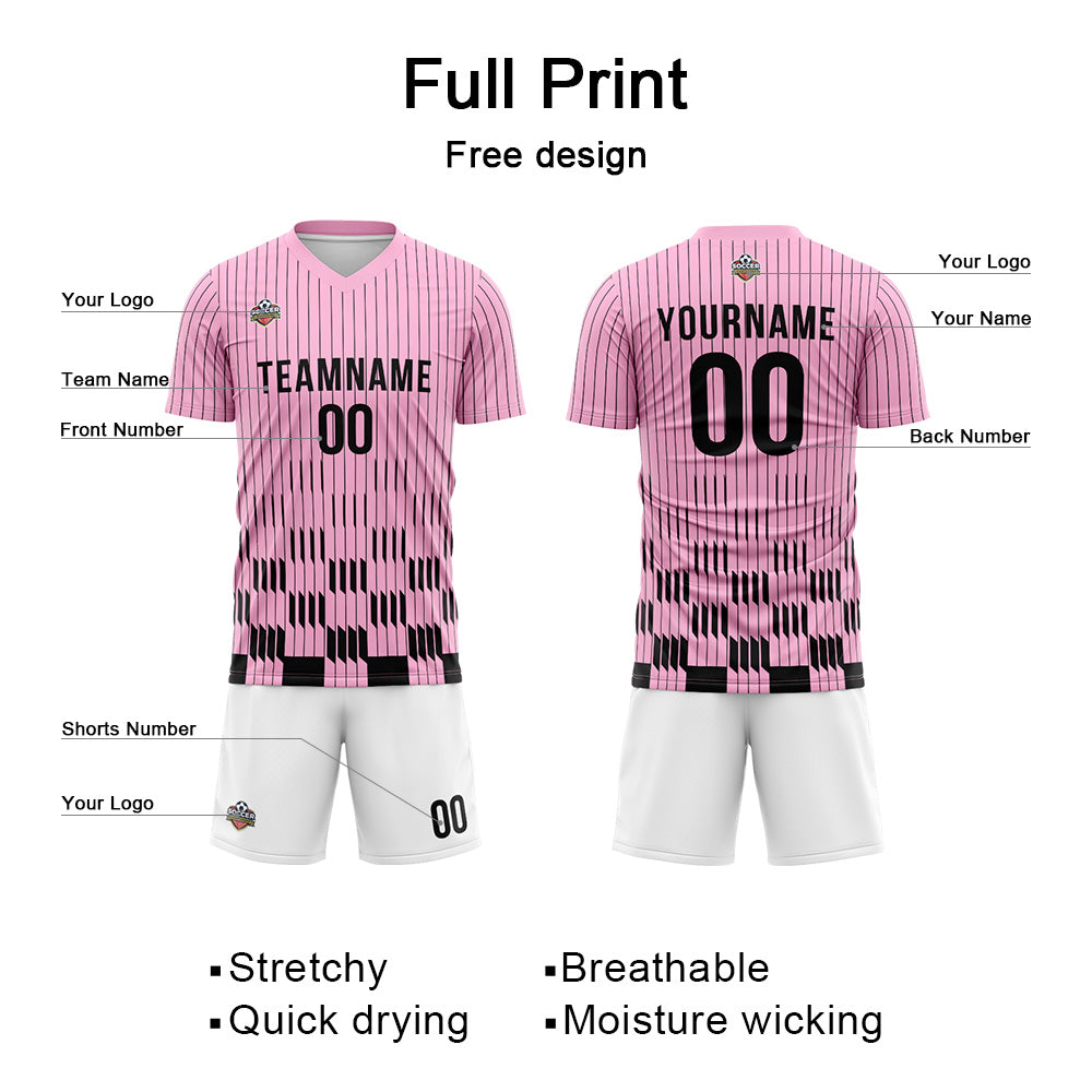 Custom Soccer Jerseys for Men Women Personalized Soccer Uniforms for Adult and Kid Pink-White enthsush