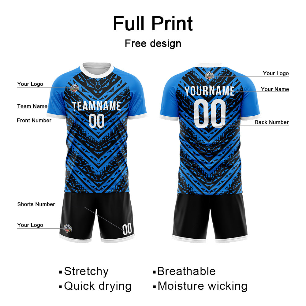 Custom Soccer Jerseys for Men Women Personalized Soccer Uniforms for Adult and Kid Black-Blue enthsush