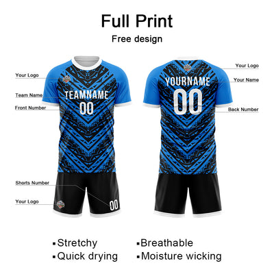 Custom Soccer Jerseys for Men Women Personalized Soccer Uniforms for Adult and Kid Black-Blue enthsush