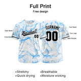 Custom Full Print Design Authentic Baseball Jersey white-blue